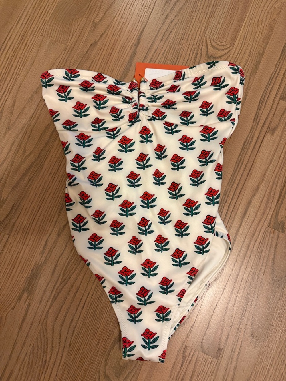 NWT Rhode White One-Piece Swimsuit with Red Rose Print M